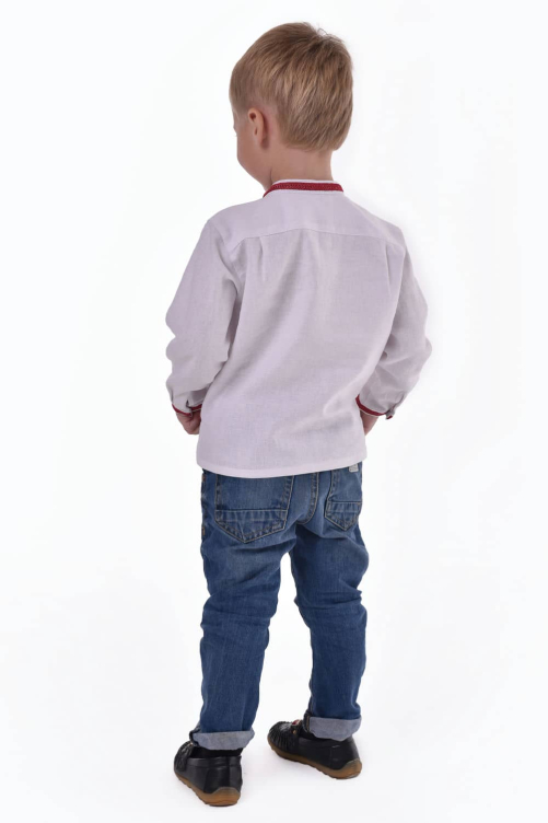 Embroidered shirt for boys "Thunder" burgundy - style and tradition in a powerful color.