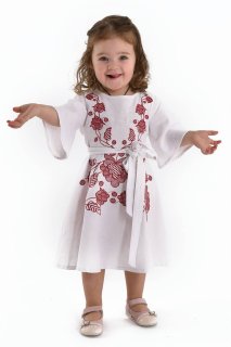 Embroidered dress for a girl "Gromovitsa" burgundy - the elegance and strength of Ukrainian traditions.