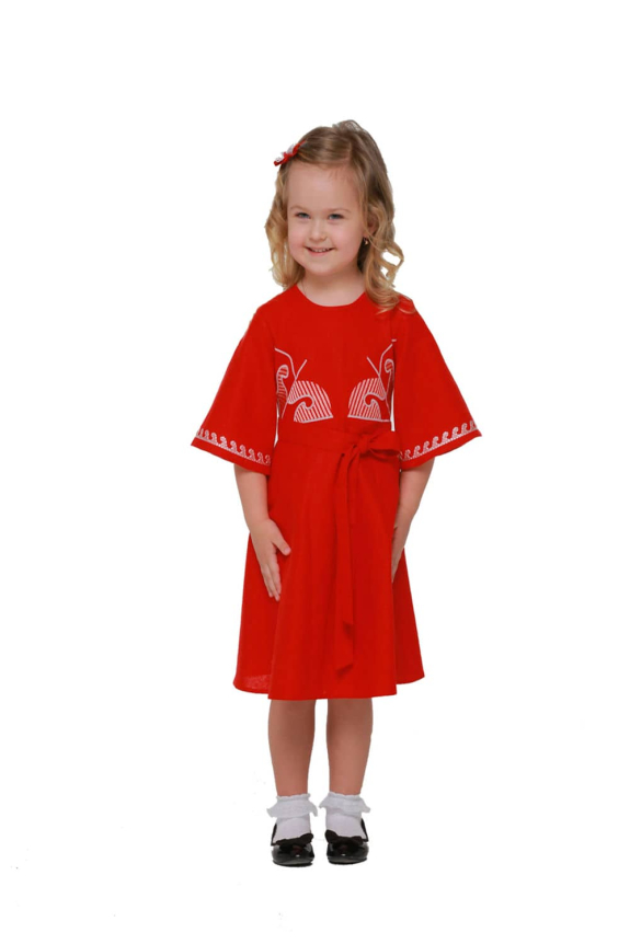 Girl dress embroidered "Vesnyanka" bordeaux