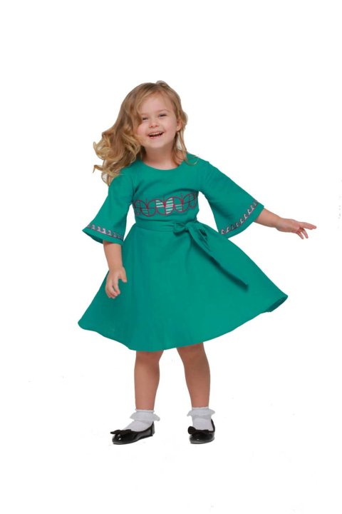 Vestido bordado infantil "Vesnyanka" verde-água - frescura de estilo e tradições.