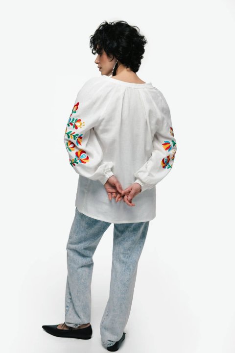 Bestickte Damenbluse „Dykanka“ Cremeweiß von 2KOLYORY