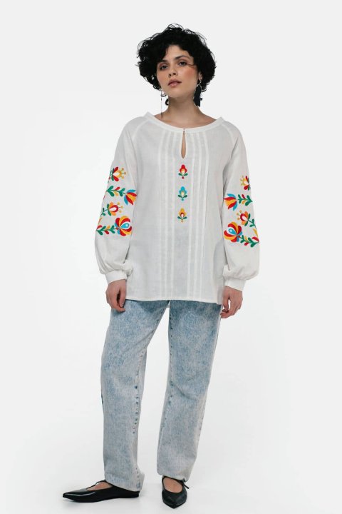 Vyshyvanka femenina „Dykania” color crema de 2KOLYORY