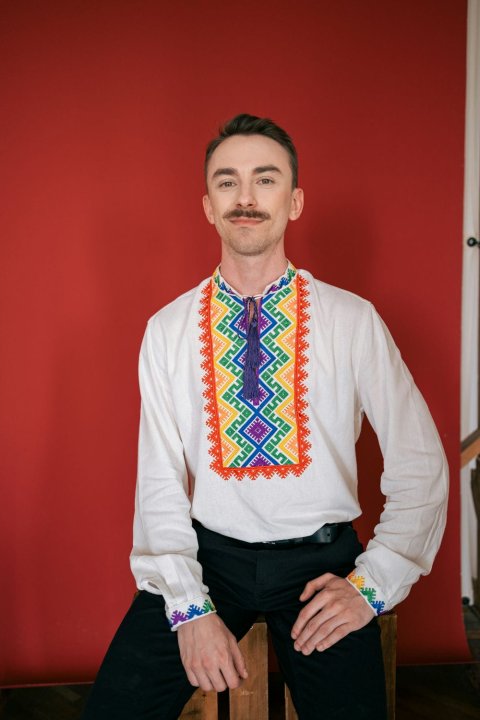 Вишиванка Чоловіча „Веселка” Молочна від 2KOLYORY