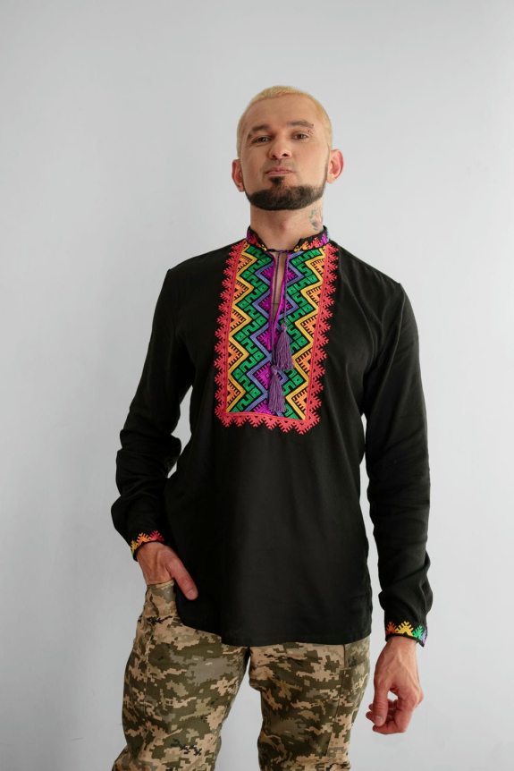 Men's Vyshyvanka Veselka black