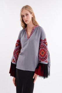 Woman embroidery shirt Hutsukshyna grey