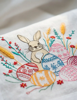 Linen Table Runner “Easter Bunnies” – 2KOLYORY