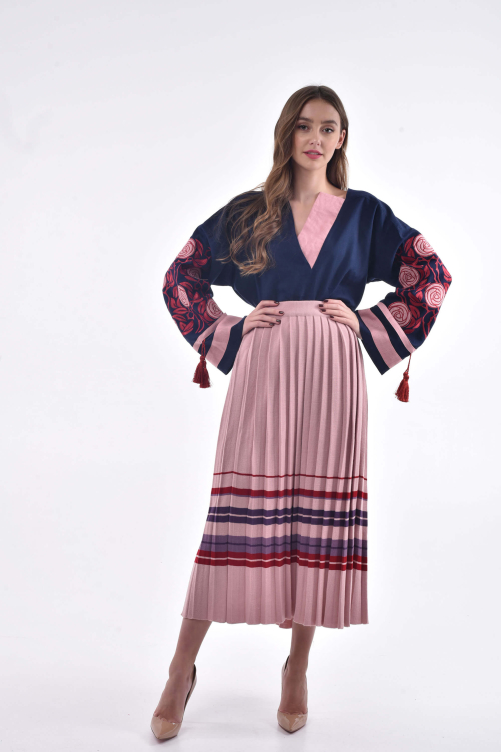 Спідниця "Богема" пліссе в'язана рожева – елегантність і сучасний стиль