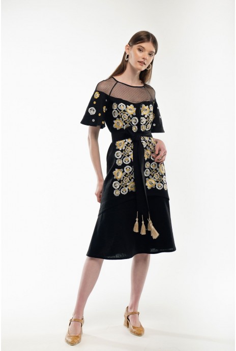 Embroidered dress Yagidka black