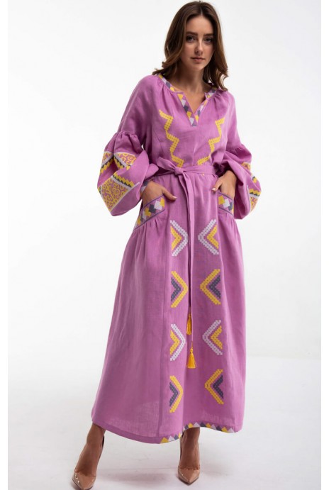 Embroidered dress “Vyriy” pink