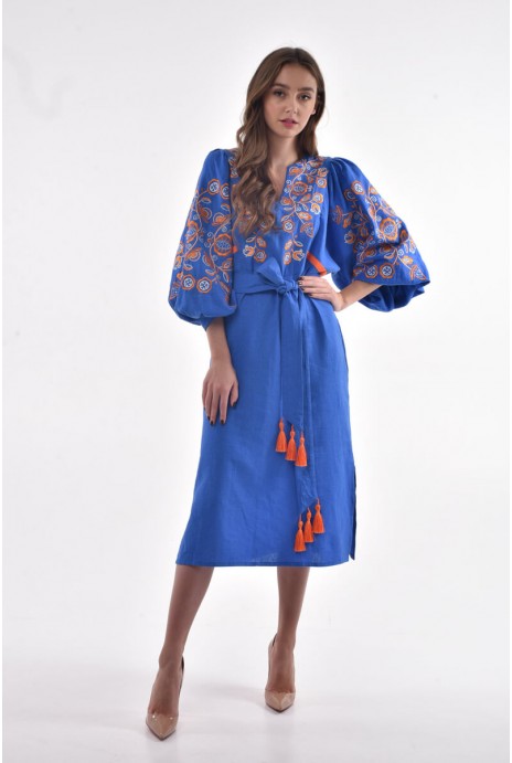  Embroidered dress “Znahidka” cornflower blue