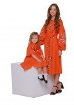 Dresses embroidered for Mom and Daughter "Awakening" orange