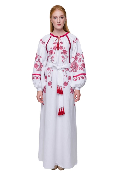 Платье вышиванка Громовица бордо
