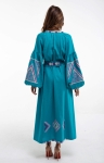Платье вышитое «Vyriy»  бирюзовое 