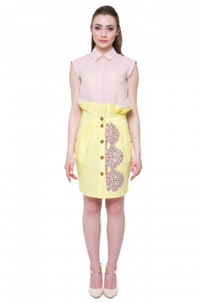 Embroidered skirt “Snowstorm” yellow 