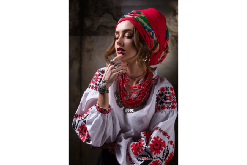 Ukrainian embroidered traditional folk dress, ladies vyshyvanka